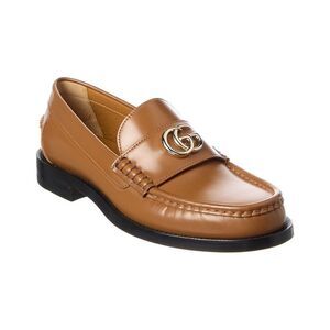 Gucci Double G Leather Loafer, Brown